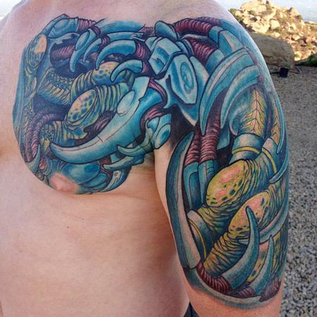 Jeff Johnson - Color BioMech chest/arm Tattoo